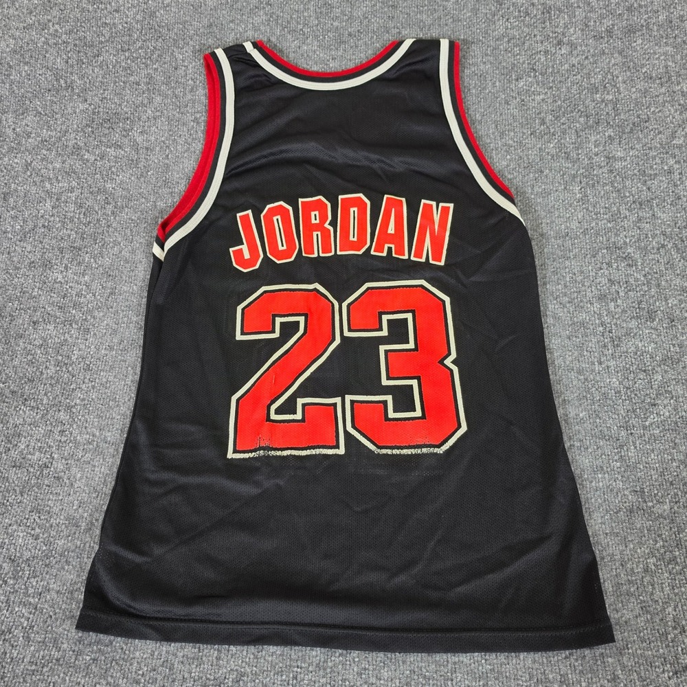 Vintage Champion Michael Jordan Chicago Bulls Jersey 23 Black Mesh Mens 40 USA